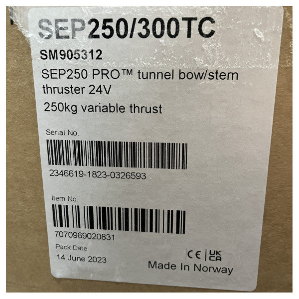 Side Power SEP250/300TC 250 KGF | 300 mm 24V пропорционално подрулващо устройство за носа и кърмата