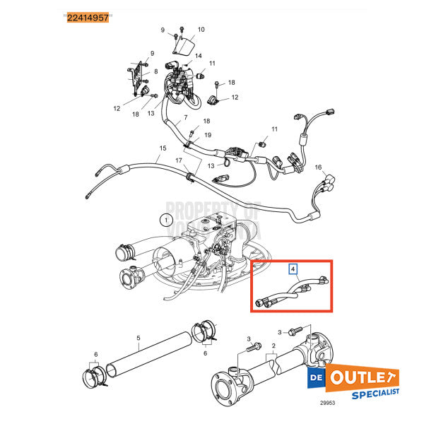 Volvo Penta IPS Drive Kit de tuyau de refroidisseur d'huile - 22414957