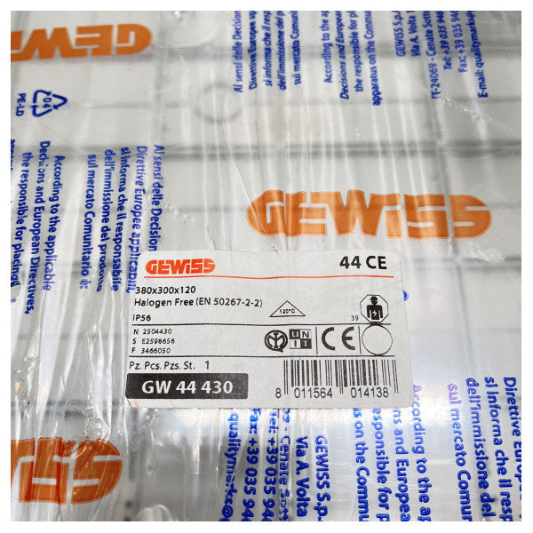 GEWISS IP56 Transparent Electric Junction Box 380 x 300 x 120 mm - GW 44 430