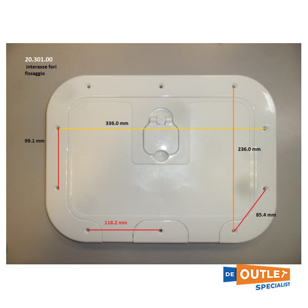 Osculati White Inspection Hatch Anti -Slip -Ausgrenzung 280 x 380 mm - 20.301.00