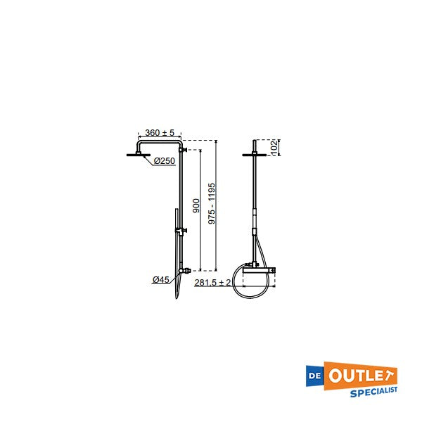 Qisani Rainshower Smartcontrol Continental douchesysteem - 253691