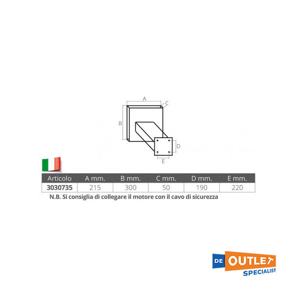 Osculati buitenboordmeugel bracket aluminium tot 9,9 PK - 3030735