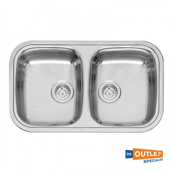 Reginox Regent 20 dubbele RVS spoelbak opbouw 805 x 480 mm - R03794