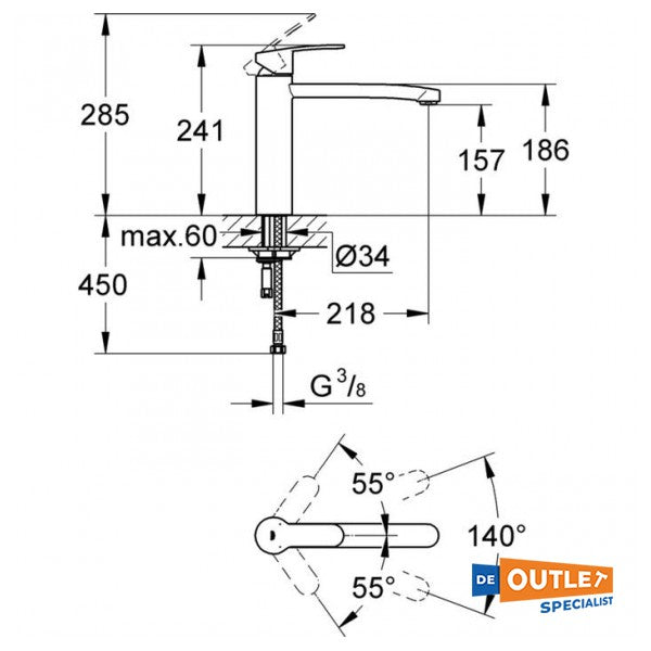 Grohe Eurostyle Cosmopolitan keukenmengkraan chroom medium