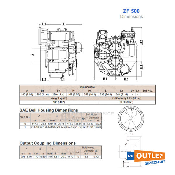 Nueva Relación ZF500 ZF ZF 1: 1,125 Transmisión de la caja de cambios marinas - 3216002103