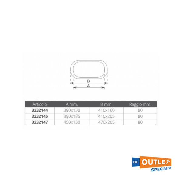 Nautica F4 Bullauge weiß Öffnung 470 x 205 mm - 3232147