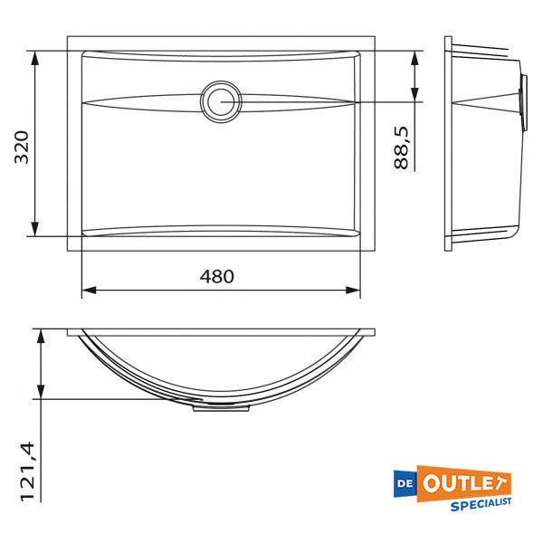 Baars en Bloemhoff onderbouw wasbak wit 400 x 320 - CB483 S-28