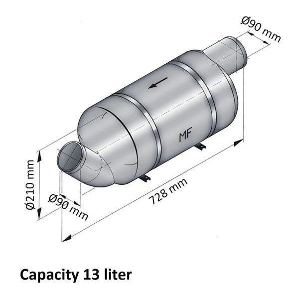 Vetus MF 90 mm egzoz susturucusu | susturucu 13L - MF090