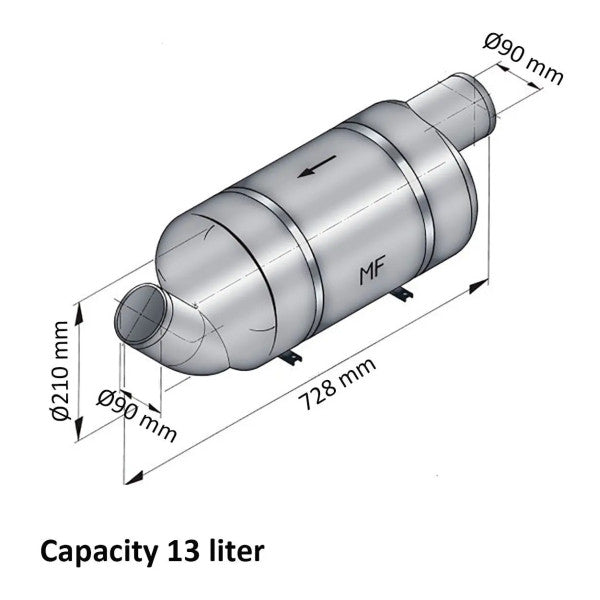 Vetus MF 90 mm Auspuffschalldämpfer | Schalldämpfer 13L - MF090