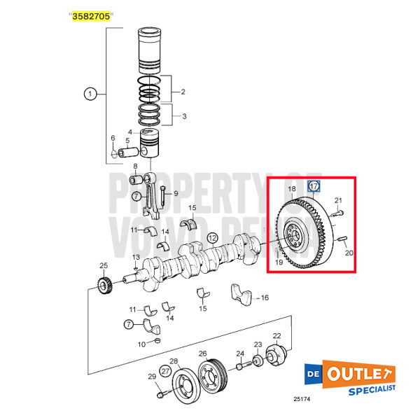 Volvo Penta TamD31M Flywheel Used - 3582705