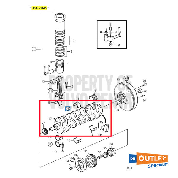 Volvo Penta TAMD31M crankshaft used - 3582849