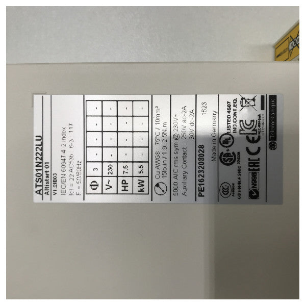 Schneider Electric Altistart SoftStart 22a | 230V | 4 - 5.5 kW - ATS01N222LU