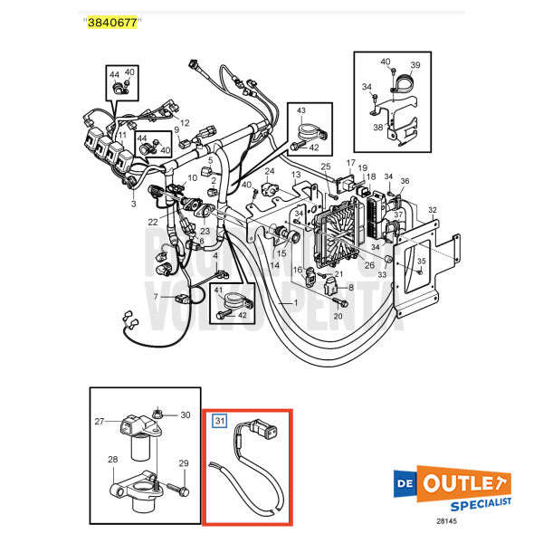 Volvo Penta Feuerlöscherverbindungskabel - 3840677