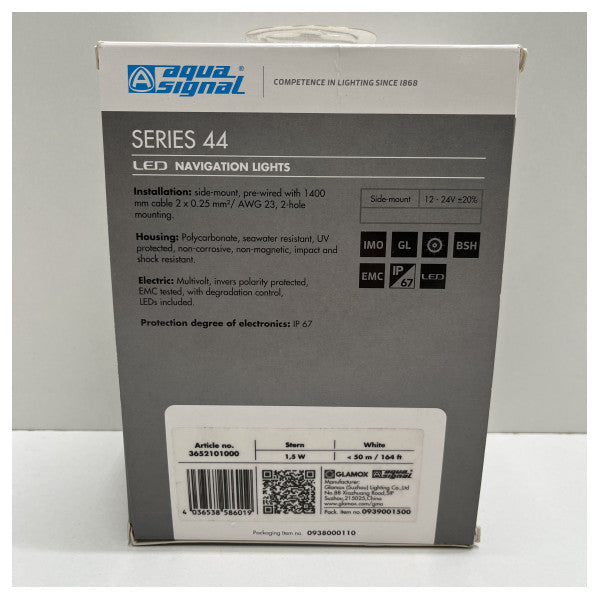 Aqua Signal Series 44 LED Stern Navigation Light White 12/24V - 3652101000