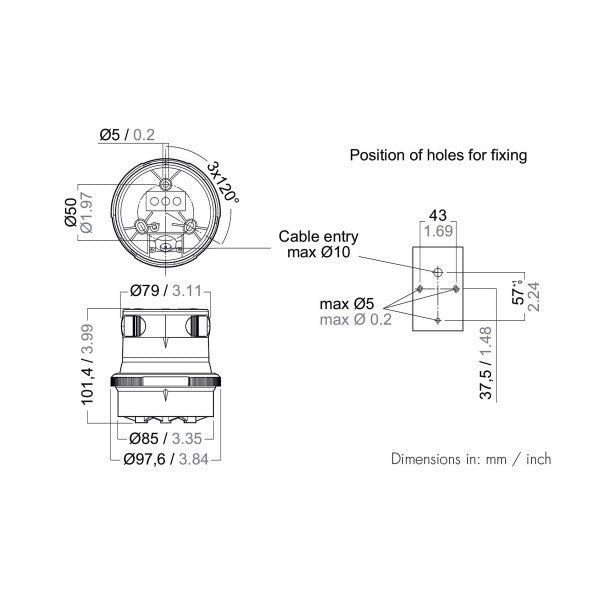 Aqua Signal σειρά 34 LED toplight πλοήγησης 12/24V - 4036538546907