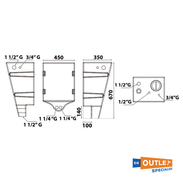 Osculati 60L spremnik otpadne vode plastični plavi - 50.145.60