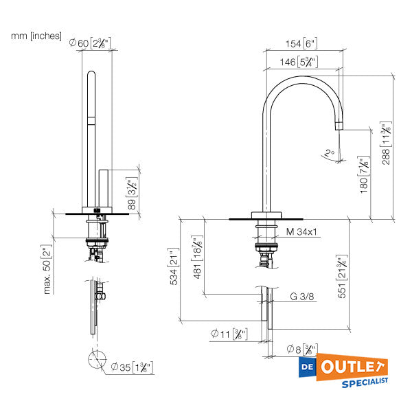 Dornbracht タラ ウルトラ ホット｜コールド ウォーター ディスペンサー クロム - 17861875-00