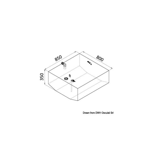 Osculati Aluminum 215 liter fuel tank 85 x 80 x 35 cm - 52.070.13