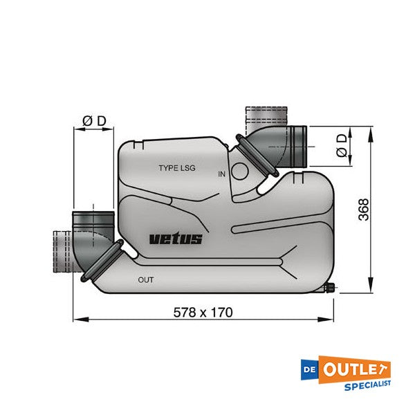 Vetus LSG90 Plastic Waterlock 90 mm