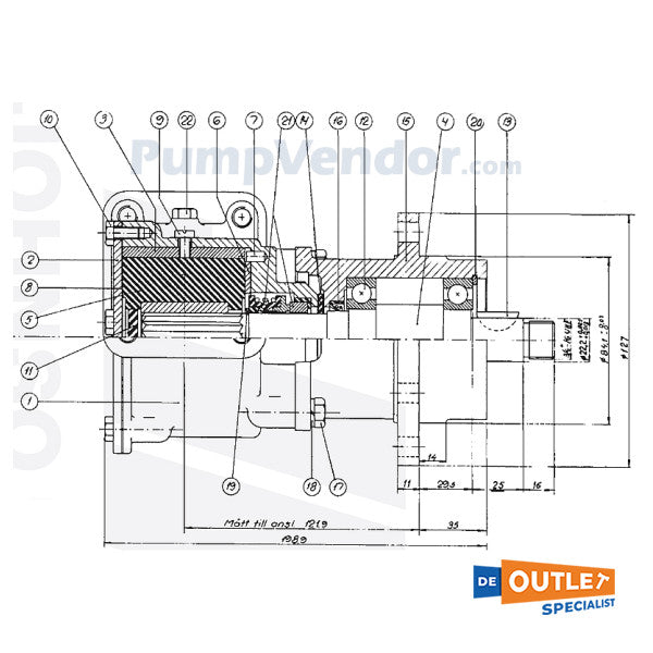 Johnson Pumpe F8B-903 Bronze-Laufradkühlwasserpumpe