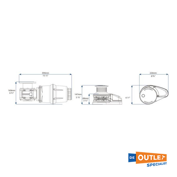 Lewmar VX1 elektrische ankerlier 500W / 6-7 mm / 12V - 69100021