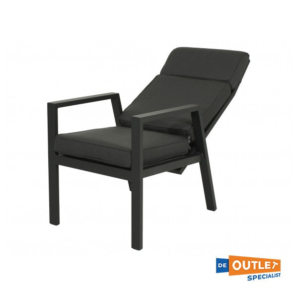 Garden Impressions Altata verstelbare tuinstoel aluminium antraciet met kussens