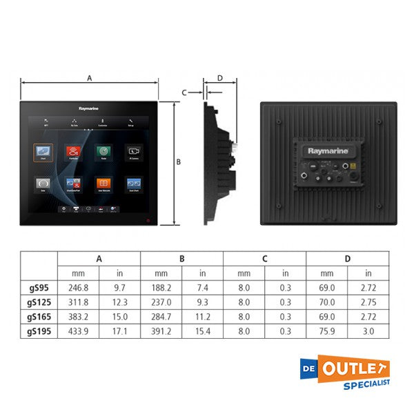 Raymarine GS165 16 inch multifunctioneel display - E70126