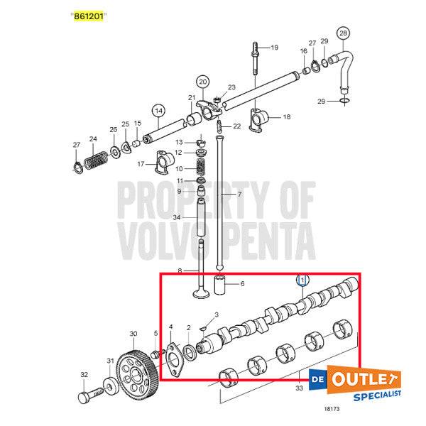 Volvo Penta TamD31M Camhaft Used - 861201