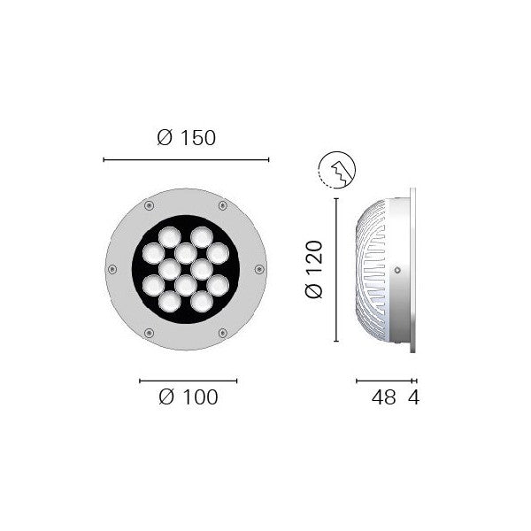 Foresti Suardi 8800.C 3200K Power LED -Deck Leicht Edelstahl