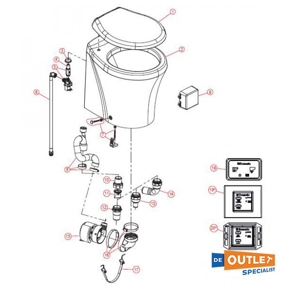 Dometic Short Basic 8600 elektrische Marinetoilette weiß