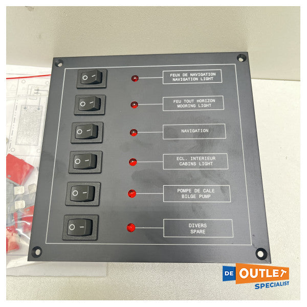 Painel de interruptores de 6 vias Amoit com interruptores 10A | 12V - 93004