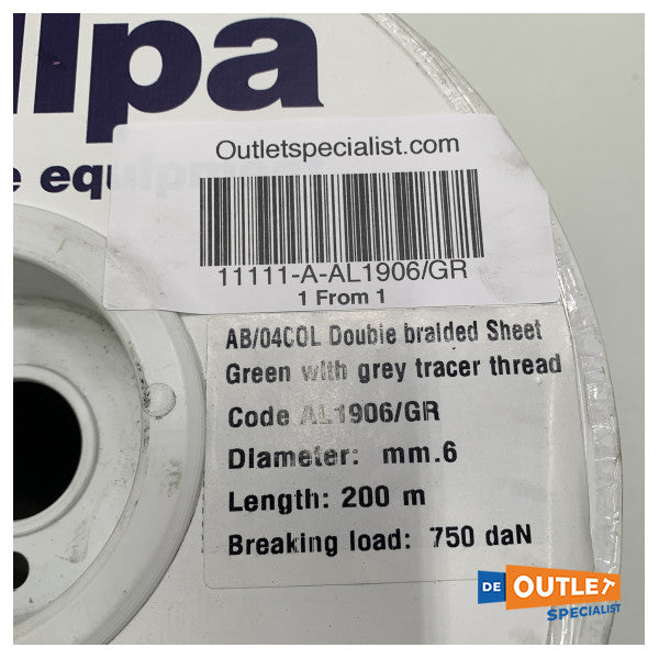 Roll Allpa Allcord Double Ligne 6 mm Green 200 m - AL1906 / GR