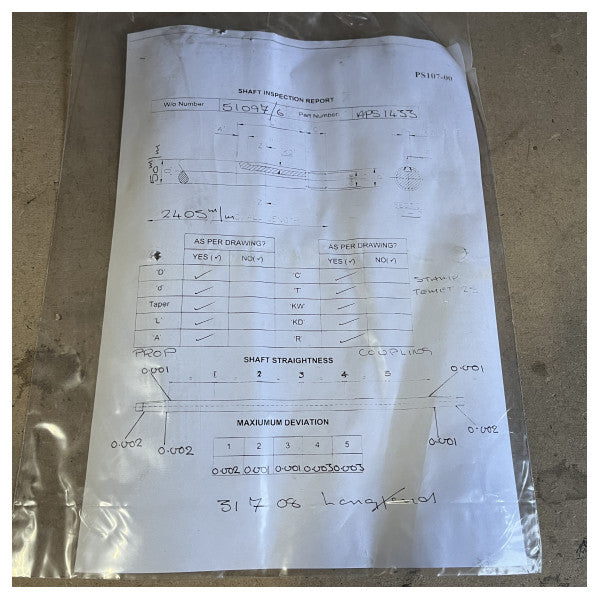 Teignbridge Duplex -Propellerwelle 50 mm | 2405 mm mit fettem - Anode - APS1433