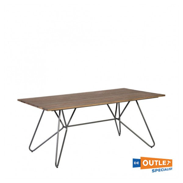 Exotan Slimm houten tuintafel 180 x 100 cm antraciet met stalen frame