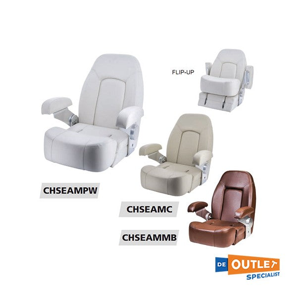Vetus Seaman Leather Steering Chair White - Chsampw