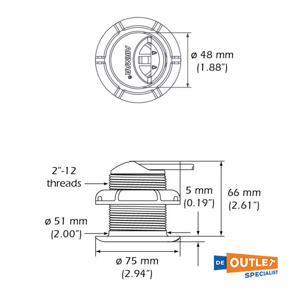Raymarine P7 lyhyt tru-hull syvyysanturi - E26021