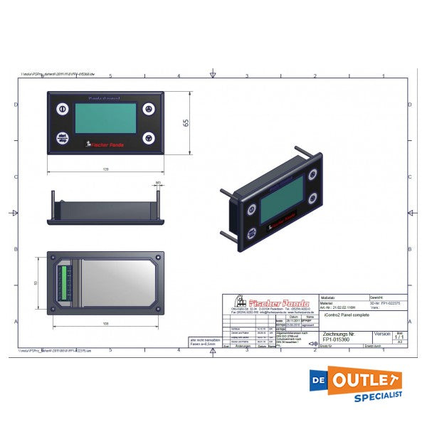 Fischer Panda Icontrol 2 Control del generador remoto 21.02.02.131p