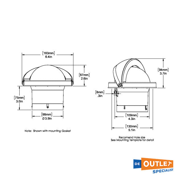 Ritchie Navigator Flush Mount gebaut -Kompass weiß 12/24 V -FNW -201