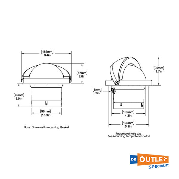 Ritchie Combi Dial Flush Mount White Kompass FNW-203