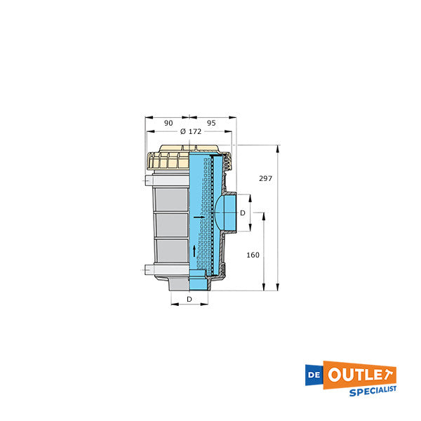 Vetus FTR132063 570 L pro minem Kühlwasserfilter 63 mm - FTR132063