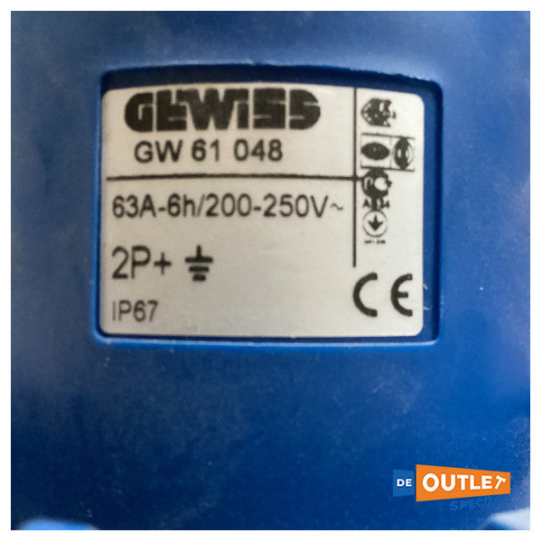 Gewiss 2P+E 63A 230V 6H male shorepower plug - GW61048