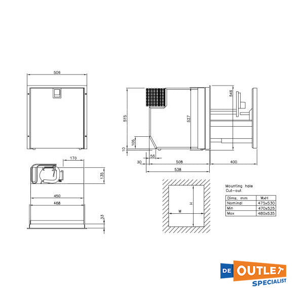Isotherm DR65 65L frigorifero a cassetti in acciaio inox 12/24V - IRD065DNEIT11111AA