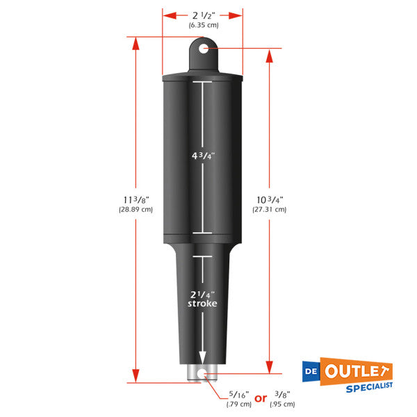 Lenco 24V trim tab actuator spare 2 1/4 inch stroke - 15063-001