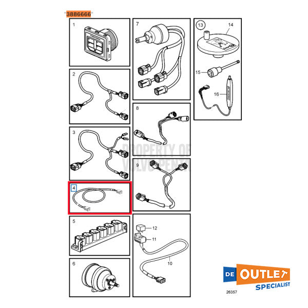 Volvo Penta EVC Connection Cable - 3886666