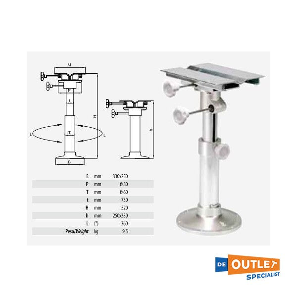 Besenzoni S181 black helm seat pedestal 520 - 730 mm