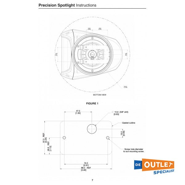 Marinco elektrisch verstelbaar zoeklicht zwart 100W 12/24V - SPL-12B