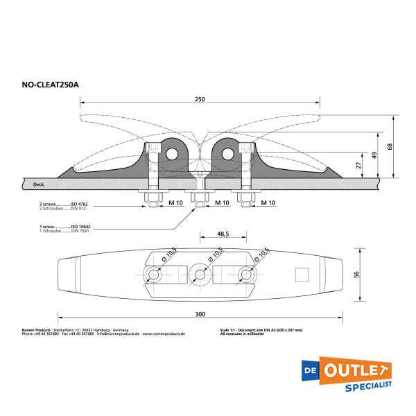 نومين 250 مم ألومنيوم قابل للطي من الألومنيوم - 250.SL