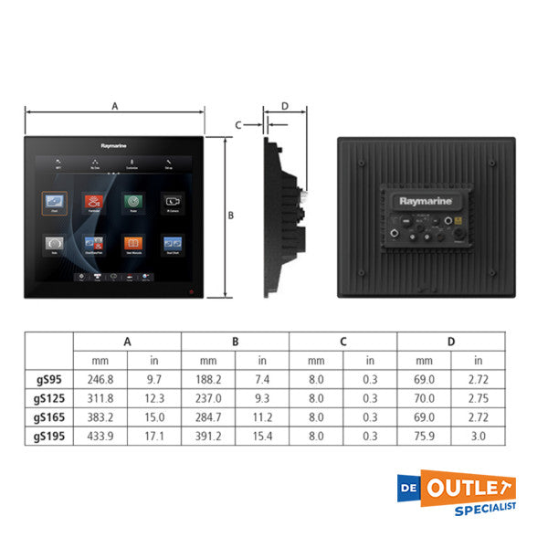 Raymarine GS95 series glass bridge display 9 inch - 6 uur - E70183