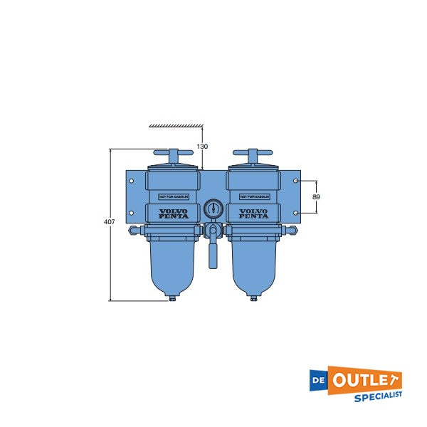 Volvo penta / racor filtro de combustible doble / separador de agua 682L / hora