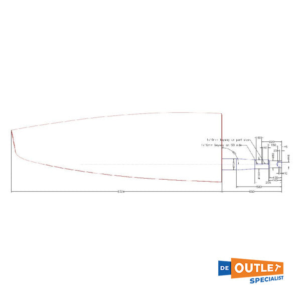 Jefa Hanse 575 Ruderblatt aus Fiberglas 126 mm - TRU0144